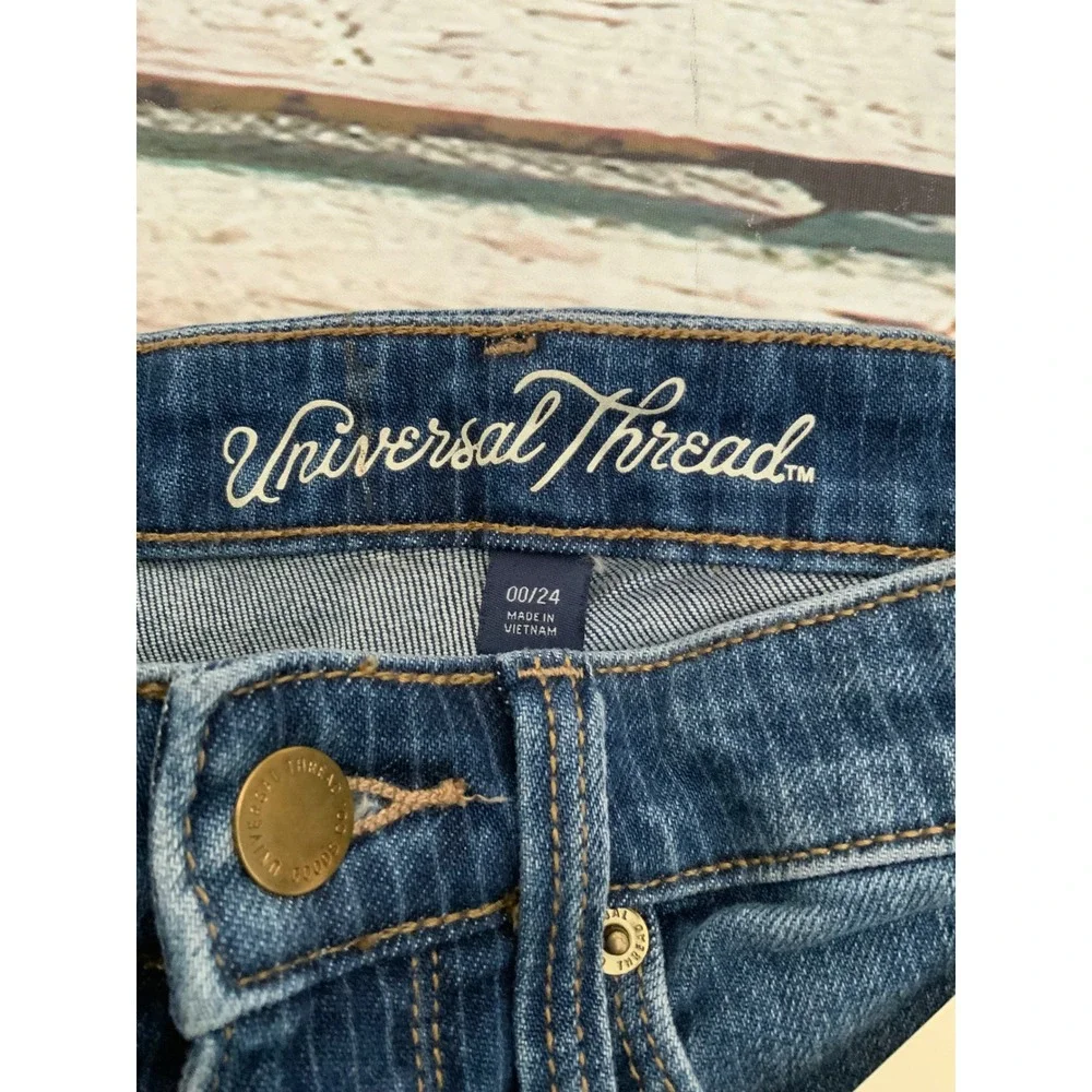 Universal Thread Blue Pinstripe High Rise Skinny Jeans Womens 00/24 NWT - Picture 3 of 4